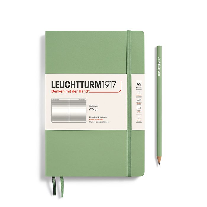 Leuchtturm1917 A5 Medium Softcover Ruled Notebook - Sage