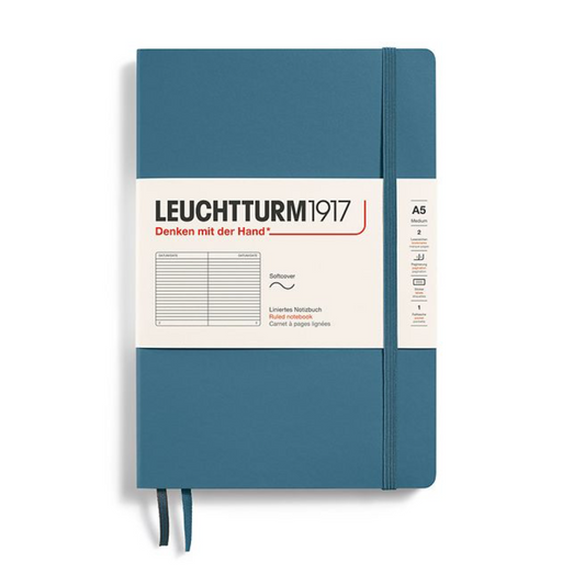 Leuchtturm1917 A5 Medium Softcover Ruled Notebook - Stone Blue