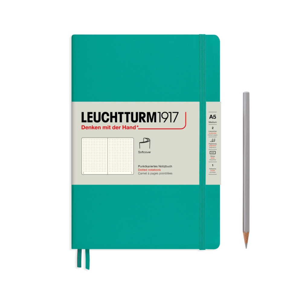 Leuchtturm1917 A5 Medium Softcover Dotted Notebook - Emerald (Discontinued)