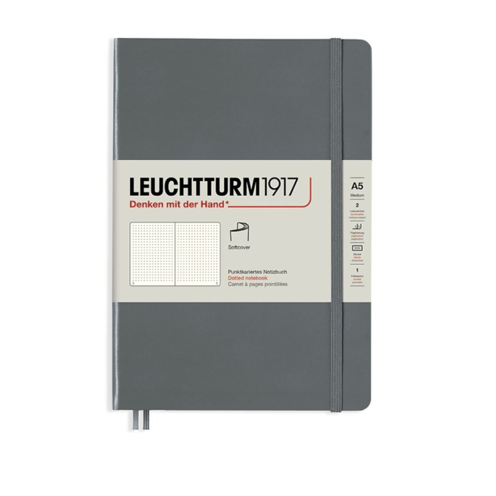 Leuchtturm1917 A5 Medium Softcover Dotted Notebook - Anthracite (Discontinued)