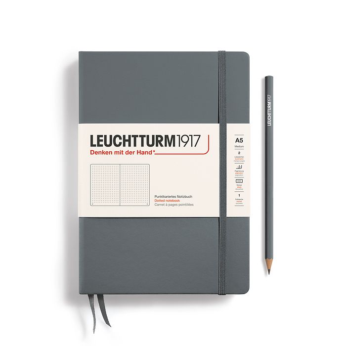 Leuchtturm1917 A5 Medium Hardcover Dotted Notebook - Anthracite