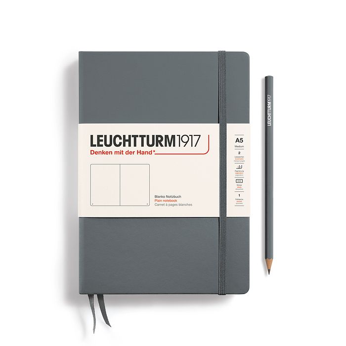 Leuchtturm1917 A5 Medium Hardcover Plain Notebook - Anthracite (Discontinued)
