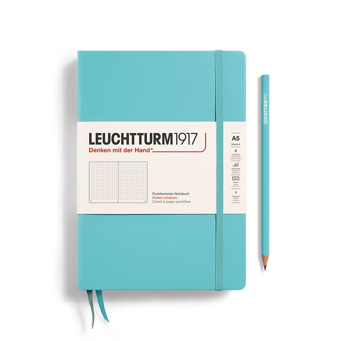 Leuchtturm1917 A5 Medium Hardcover Dotted Notebook - Aquamarine