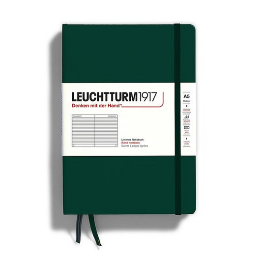 Leuchtturm1917 A5 Medium Hardcover Ruled Notebook - Forest Green
