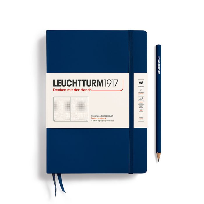 Leuchtturm1917 A5 Medium Hardcover Dotted Notebook - Navy