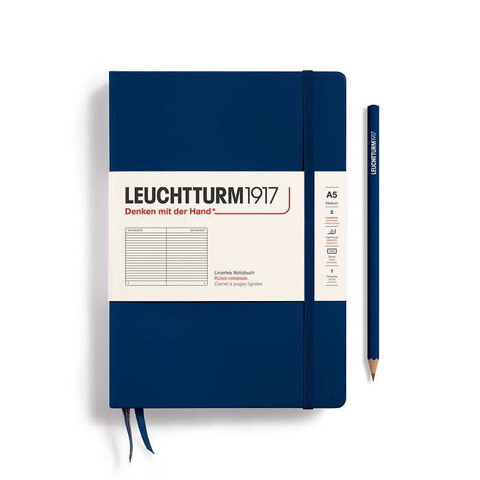 Leuchtturm1917 A5 Medium Hardcover Ruled Notebook - Navy