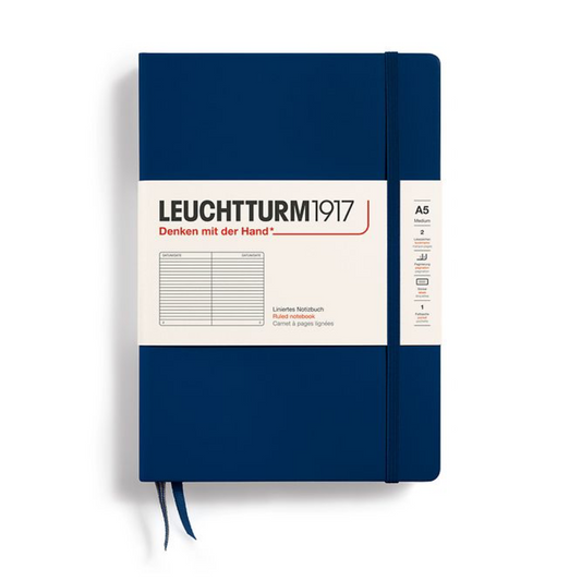 Leuchtturm1917 A5 Medium Hardcover Ruled Notebook - Navy