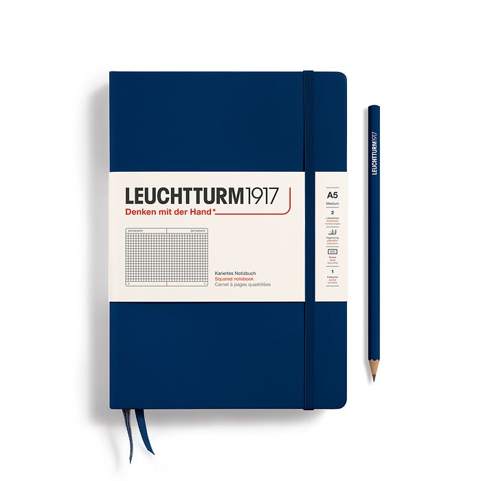 Leuchtturm1917 A5 Medium Hardcover Squared Notebook - Navy