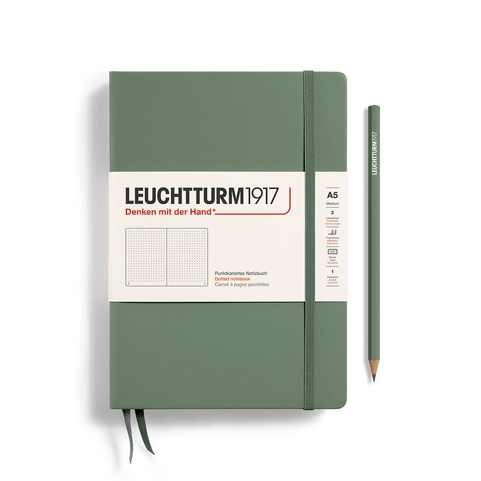 Leuchtturm1917 A5 Medium Hardcover Dotted Notebook - Olive