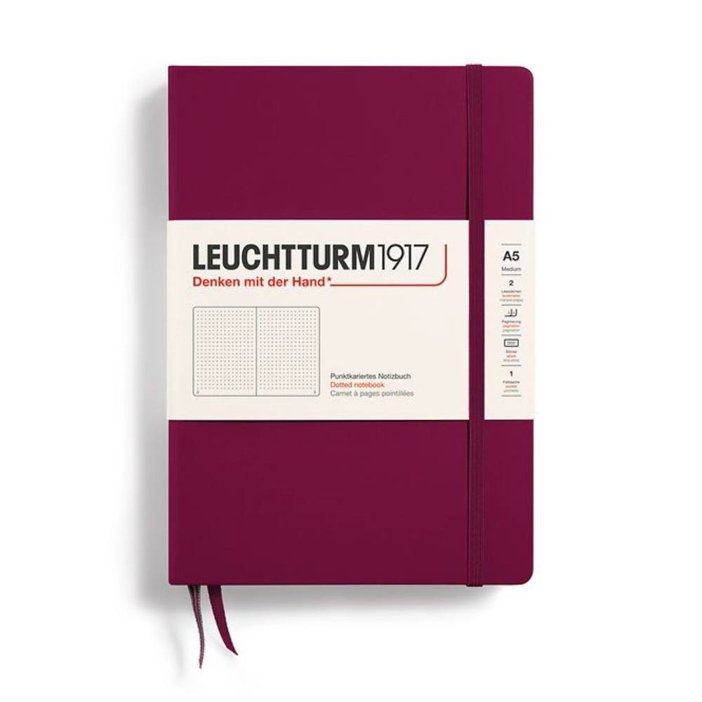 Leuchtturm1917 A5 Medium Hardcover Dotted Notebook - Port Red
