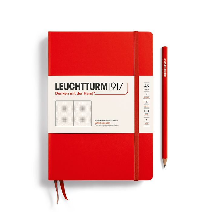 Leuchtturm1917 A5 Medium Hardcover Dotted Notebook - Red (Discontinued)