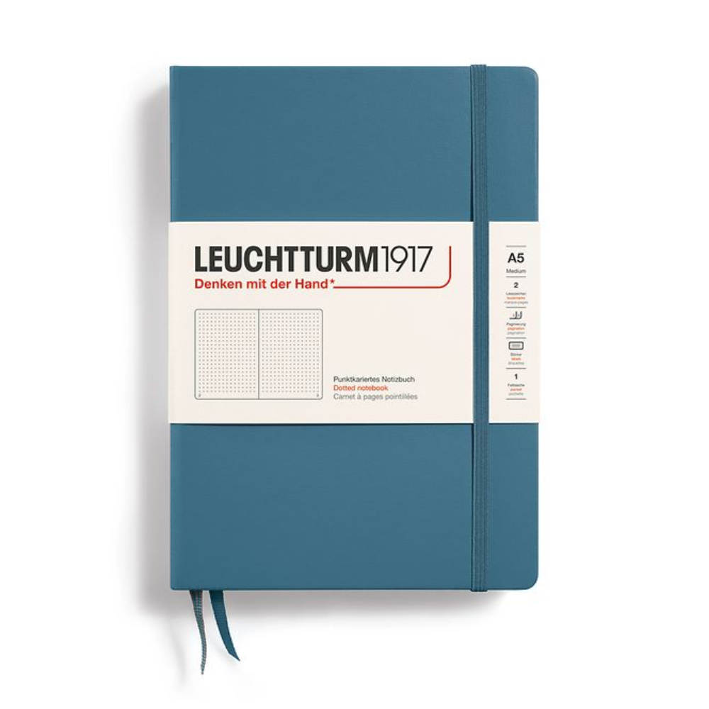 Leuchtturm1917 A5 Medium Hardcover Dotted Notebook - Stone Blue