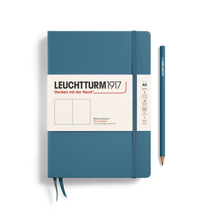 Leuchtturm1917 A5 Medium Hardcover Plain Notebook - Stone Blue