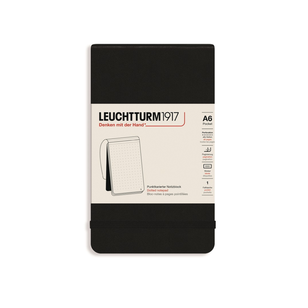 Leuchtturm1917 A6 Pocket Hardcover Dotted Notepad - Black