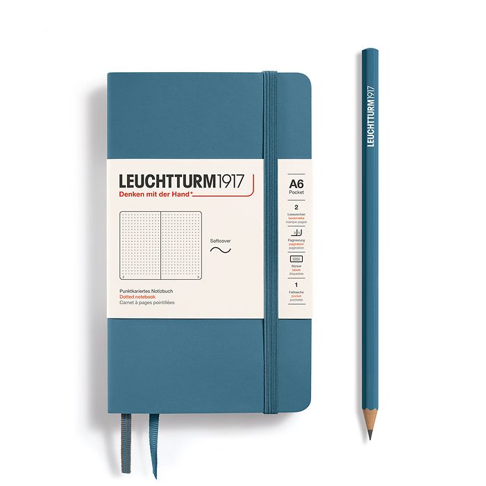 Leuchtturm1917 A6 Pocket Softcover Dotted Notebook - Stone Blue