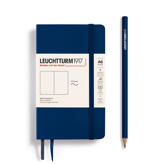 Leuchtturm1917 A6 Pocket Softcover Plain Notebook - Navy