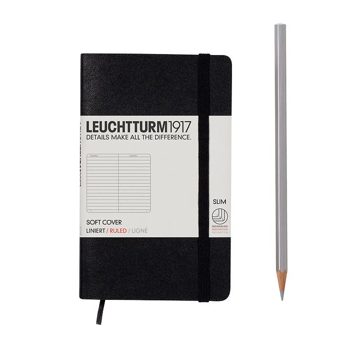 Leuchtturm1917 A6 Pocket Softcover Ruled Notebook - Black