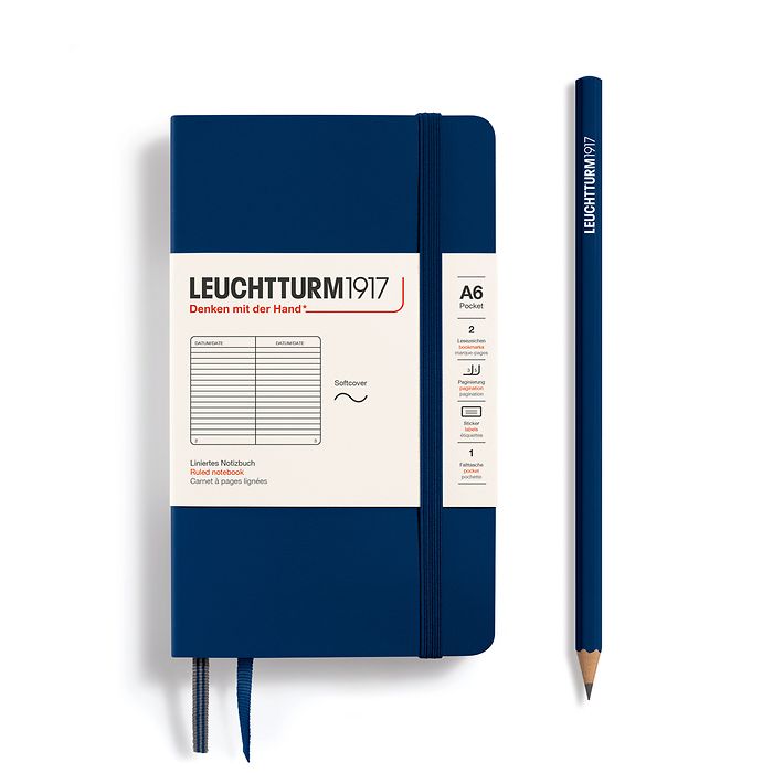 Leuchtturm1917 A6 Pocket Softcover Ruled Notebook - Navy