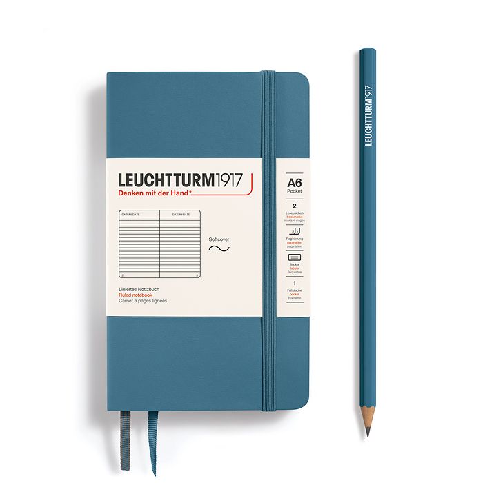 Leuchtturm1917 A6 Pocket Softcover Ruled Notebook - Stone Blue