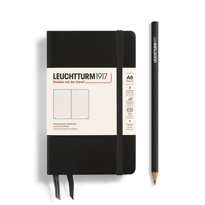 Leuchtturm1917 A6 Pocket Hardcover Dotted Notebook - Black