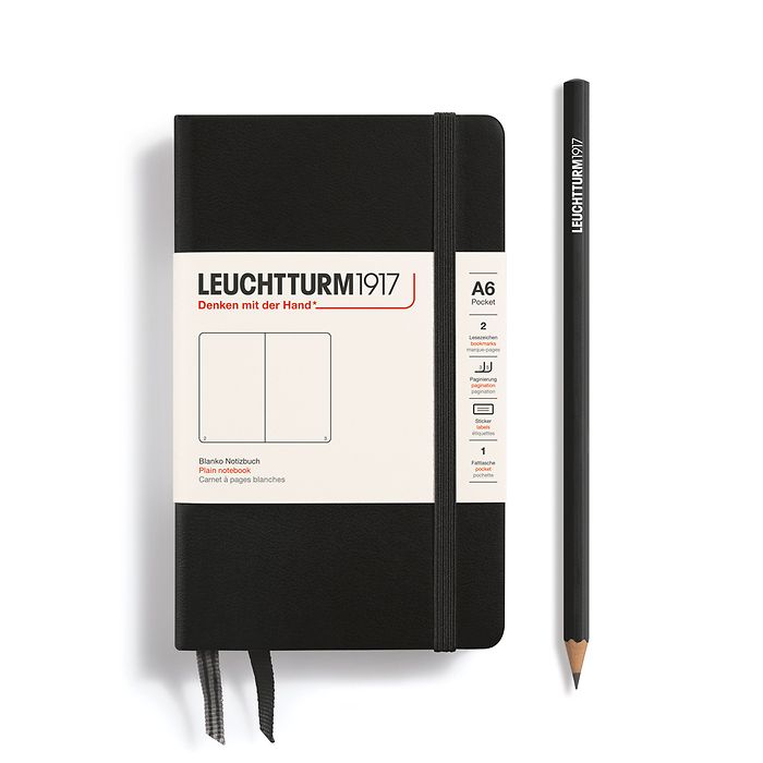 Leuchtturm1917 A6 Pocket Hardcover Plain Notebook - Black