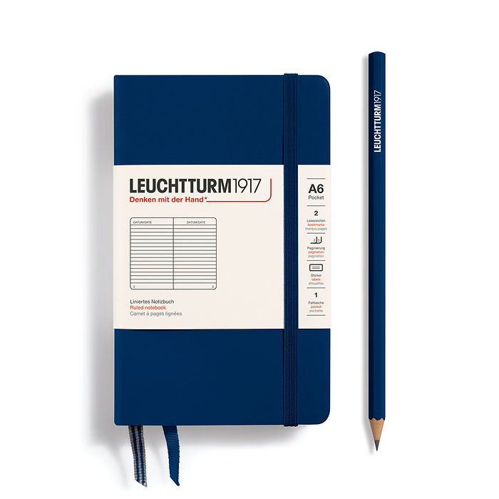 Leuchtturm1917 A6 Pocket Hardcover Ruled Notebook - Navy