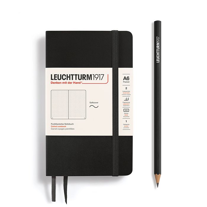 Leuchtturm1917 A6 Pocket Softcover Dotted Notebook - Black