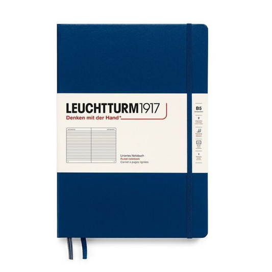 Leuchtturm1917 Composition B5 Hardcover Ruled Notebook - Navy