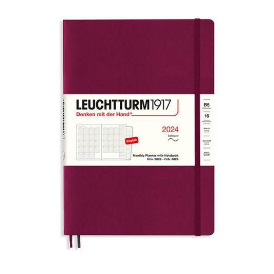 Leuchtturm1917 2024 Composition B5 Monthly Planner with Extra Booklet - Port Red