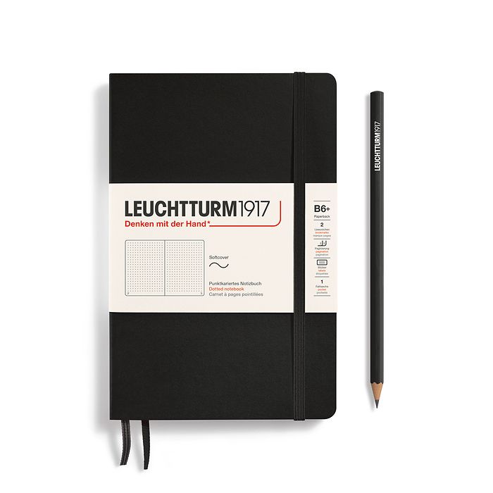 Leuchtturm1917 B6+ Paperback Softcover Dotted Notebook - Black