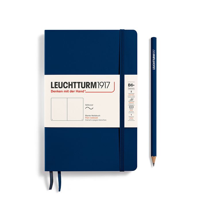 Leuchtturm1917 B6+ Paperback Softcover Plain Notebook - Navy