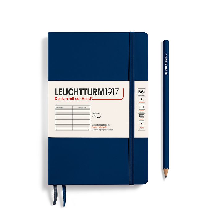 Leuchtturm1917 B6+ Paperback Softcover Ruled Notebook - Navy