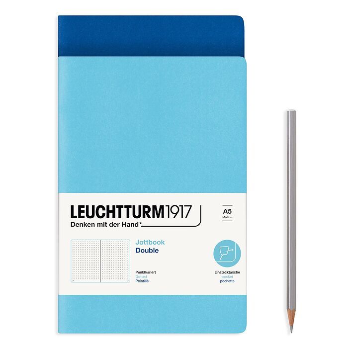 Leuchtturm1917 Jottbook A5 Medium Flexcover Dotted Notebook Set- Ice Blue &  Royal Blue (Discontinued)