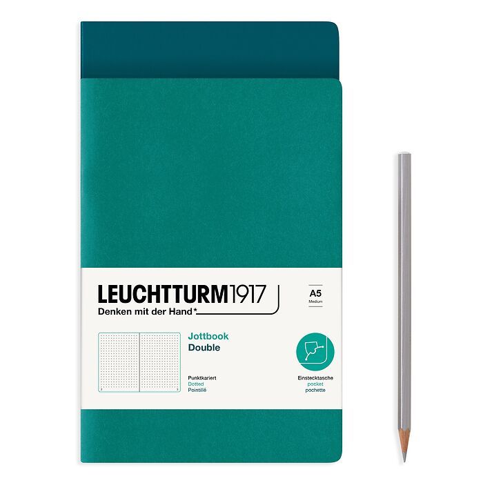 Leuchtturm1917 Jottbook A5 Medium Flexcover Dotted Notebook Set - Emerald and Pacific Green (Discontinued)
