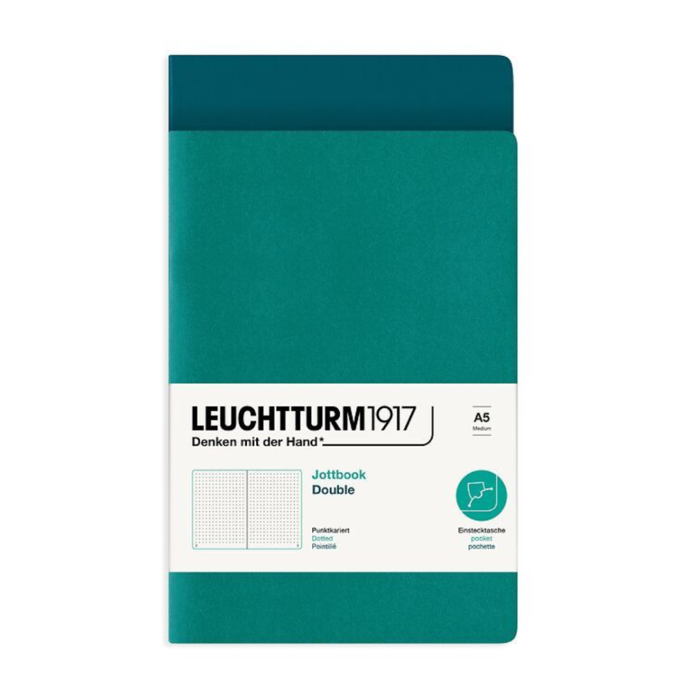 Leuchtturm1917 Jottbook A5 Medium Flexcover Dotted Notebook Set - Emerald and Pacific Green (Discontinued)