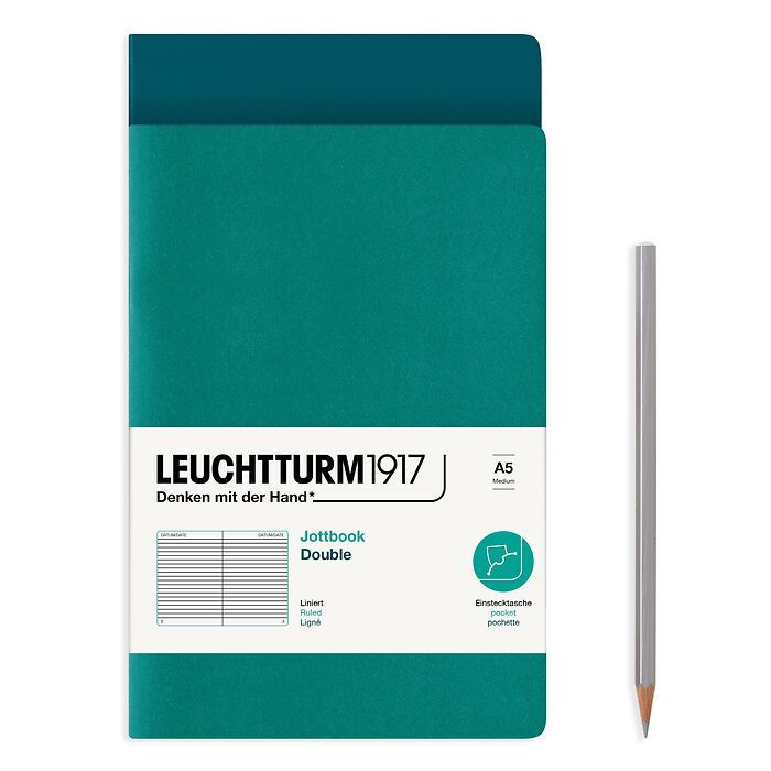 Leuchtturm1917 Jottbook A5 Medium Flexcover Ruled Notebook Set - Emerald and Pacific Green (Discontinued)
