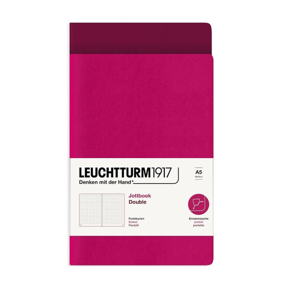 Leuchtturm1917 Jottbook A5 Medium Flexcover Dotted Notebook Set - Berry & Port Red (Discontinued)