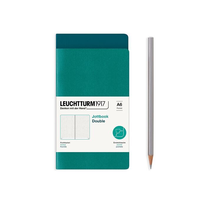 Leuchtturm1917 Jottbook A6 Pocket Flexcover Dotted Notebook Set - Emerald Green & Pacific Green (Discontinued)