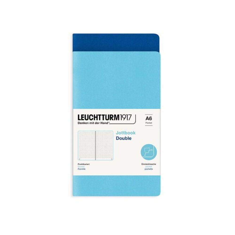 Leuchtturm1917 Jottbook A6 Pocket Flexcover Dotted Notebook Set - Ice Blue & Royal Blue (Discontinued)
