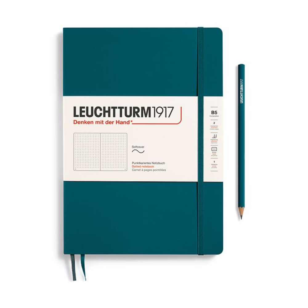 Leuchtturm1917 Composition B5 Softcover Dotted Notebook - Pacific Green