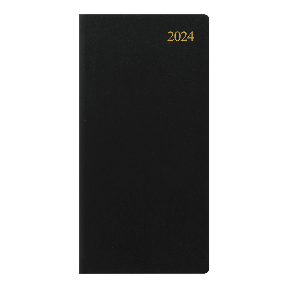 Letts of London 2024 Signature Slim Week to View Leather Planner - Black