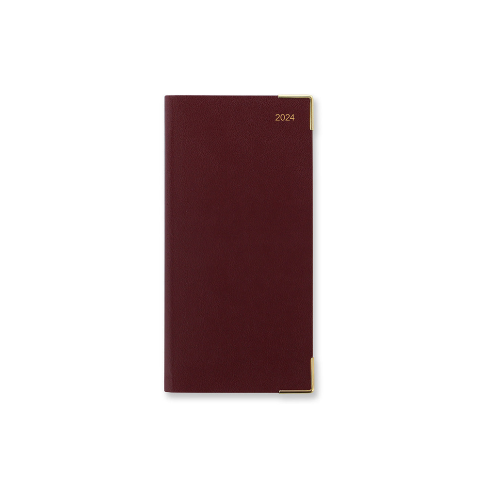 Letts of London 2024 Classic Slim Week to View Monthly Planner - Burgundy