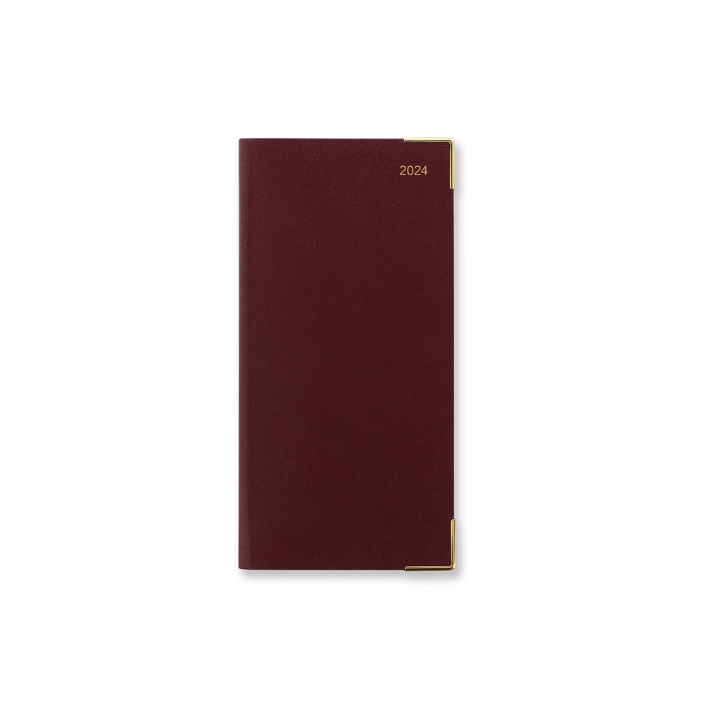 Letts of London 2024 Classic Slim Landscape Month to View Planner - Burgundy