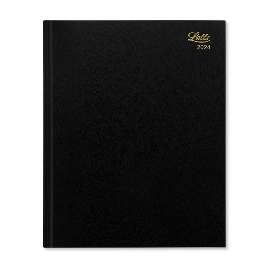 Letts of London 2024 Standard Quarto Day to a Page Planner - Black