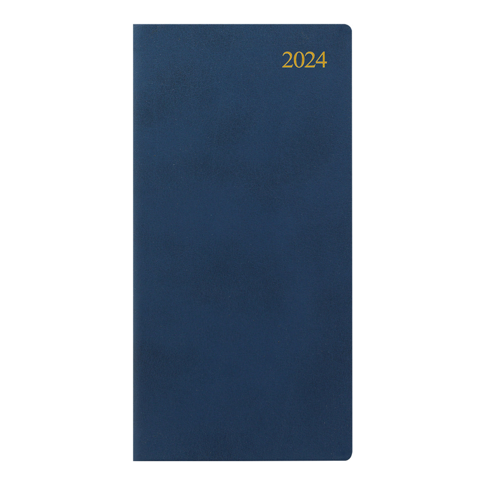 Letts of London 2024 Signature Slim Week to View Leather Planner - Blue