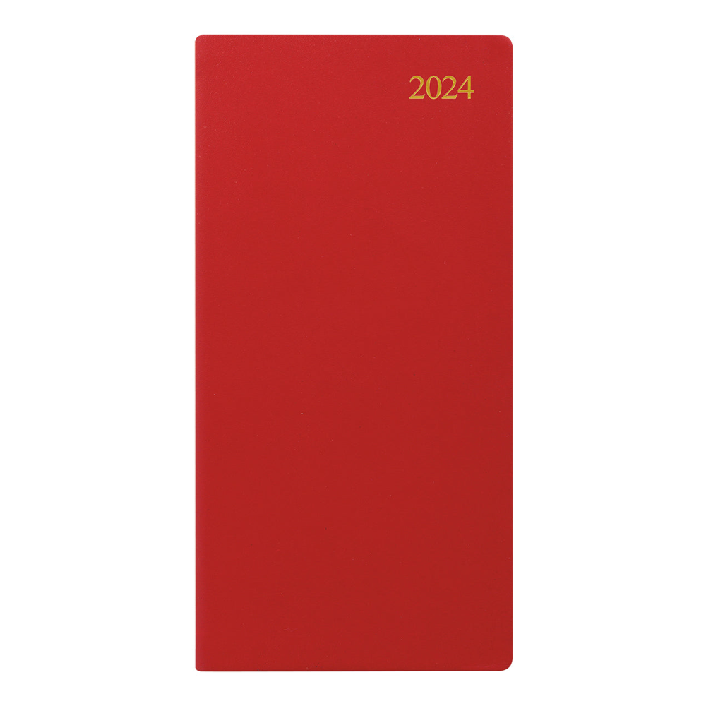 Letts of London 2024 Signature Slim Week to View Leather Planner - Red