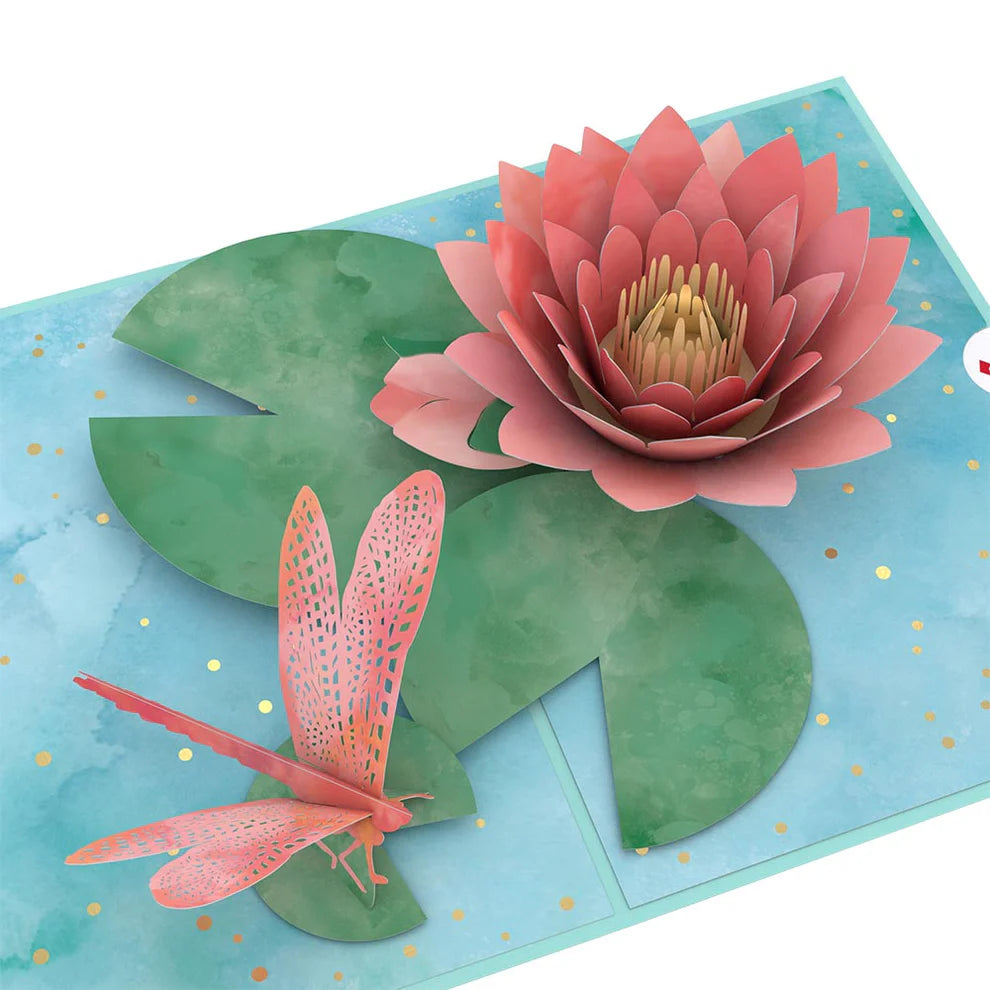 Lovepop Pop-Up Card - Water Lily Dragonfly