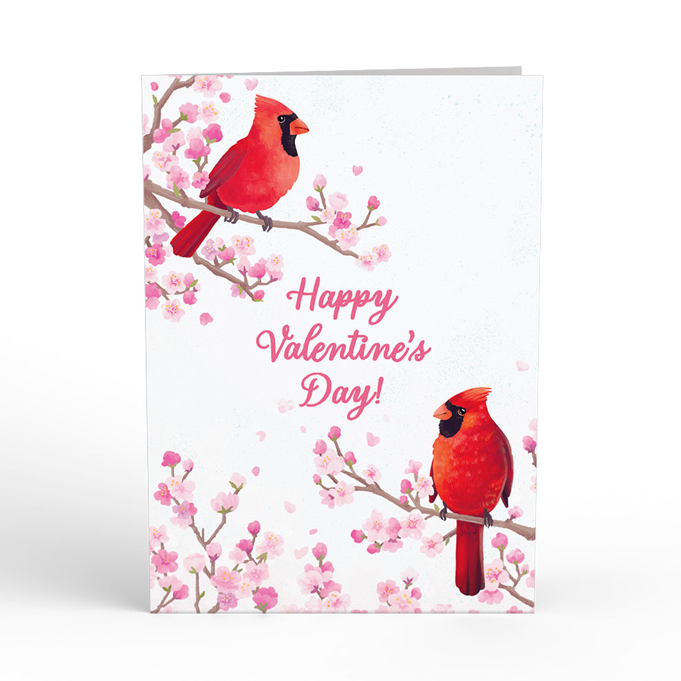 Lovepop Pop-Up Card - Valentine's Cherry Blossom Basket with Cardinals