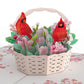 Lovepop Pop-Up Card - Valentine's Cherry Blossom Basket with Cardinals