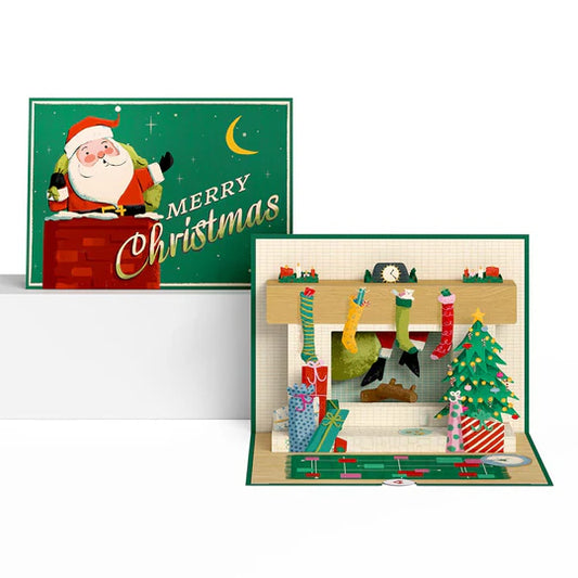 Lovepop Pop-Up Card - Santa Down the Chimney Christmas